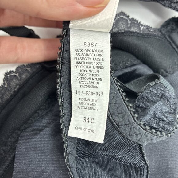 Victorias Secret Womens 34C Bra Black Lace Underwire Lingerie Adjustable Straps - Picture 8 of 9